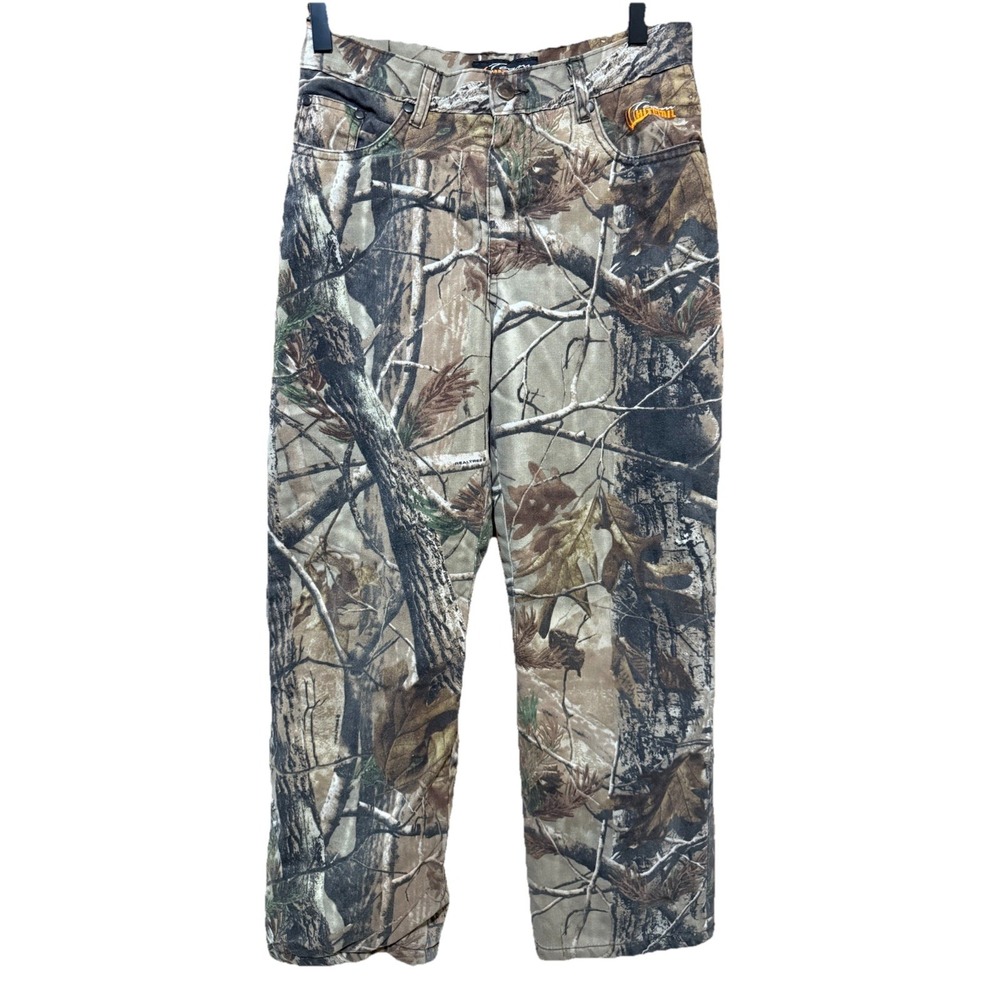 Team Whitetail Realtree Camo‎ Quilted Pants Youth 14 (28x26) Hunting Fishing EUC
